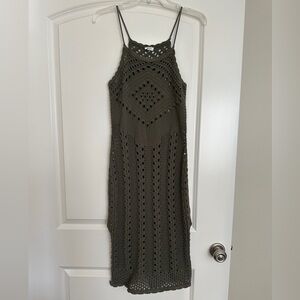 Aerie 100% Cotton Green Crochet Dress Size M